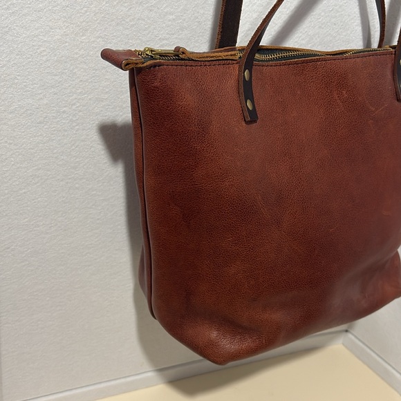 Portland Leather Goods Large Zip Up Brown Tote - Picture 2 of 9